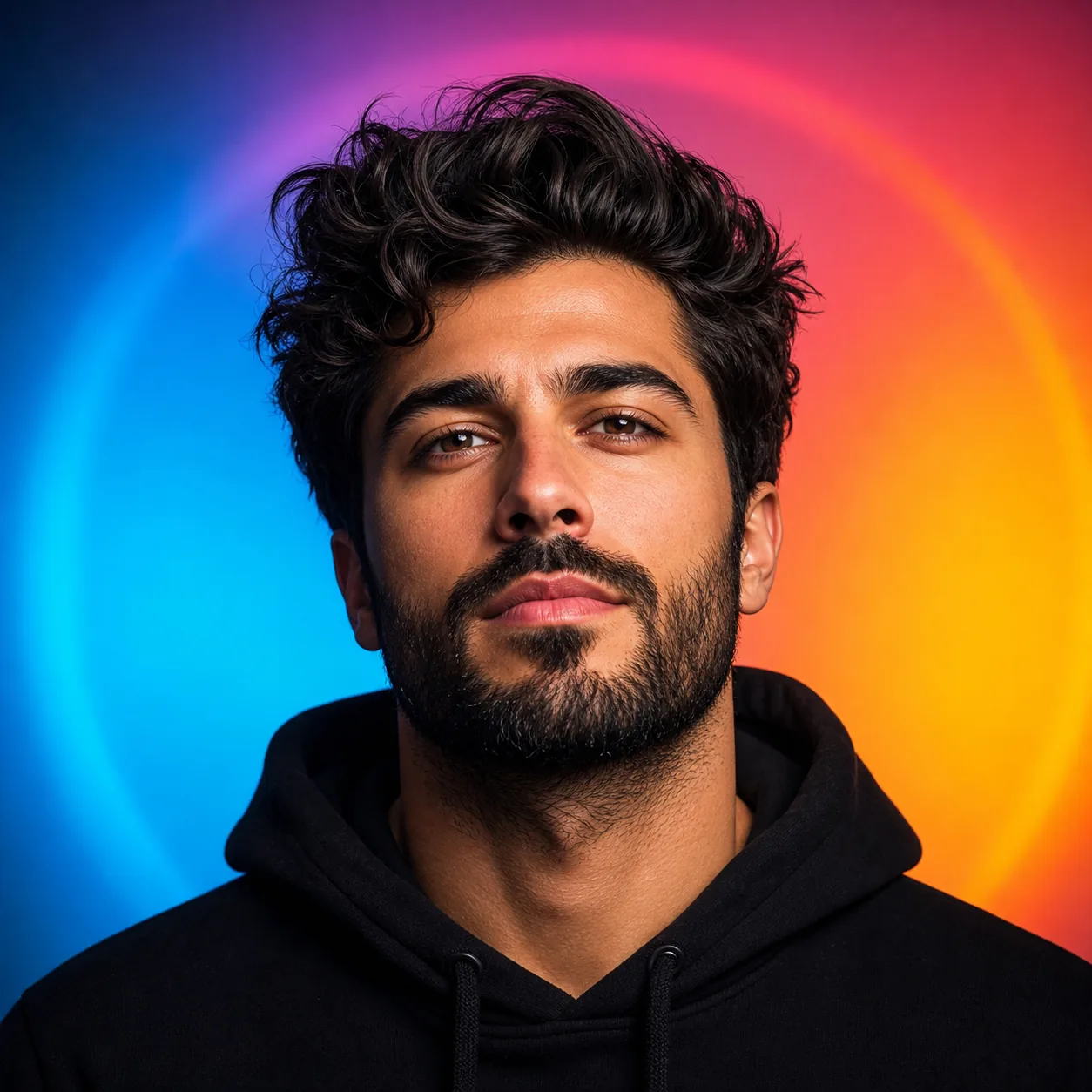 Bold AI portrait displayed in a creator channel profile card