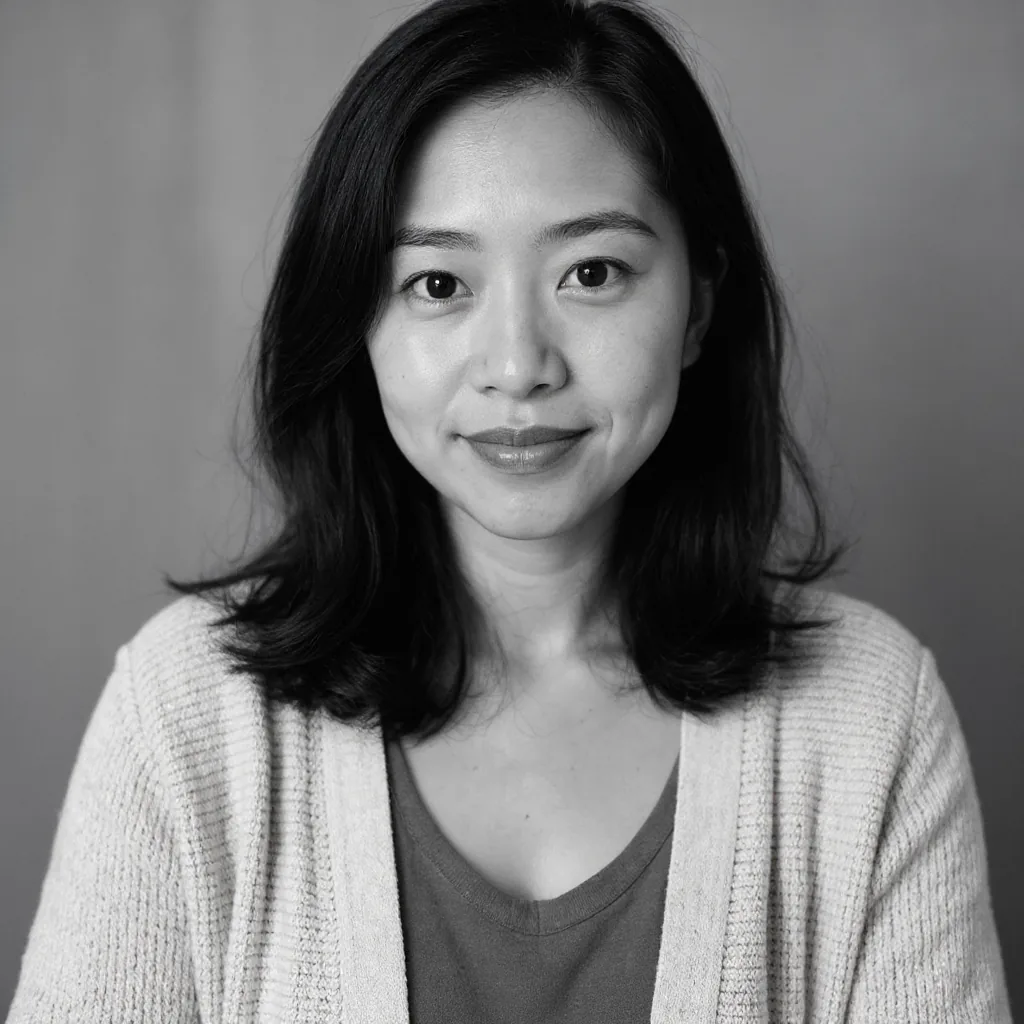 Black-and-white portrait after applying the style