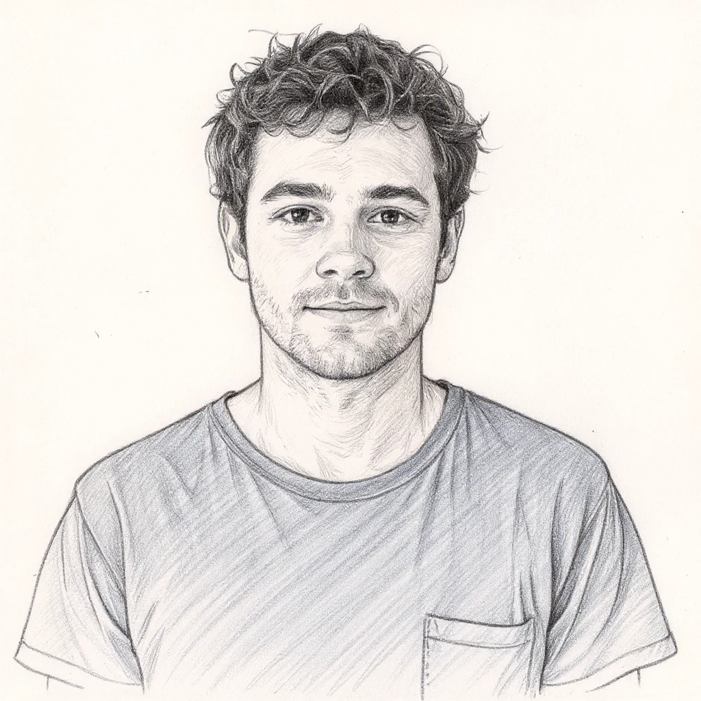Pencil sketch portrait after applying the style