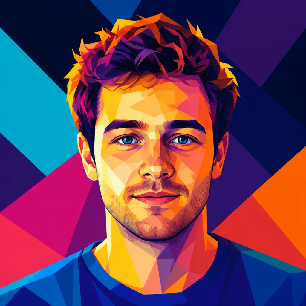 WPAP-inspired geometric portrait after applying the style
